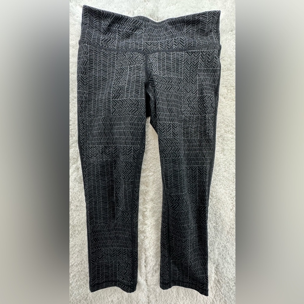 Prana Black & Gray Printed Capri Athletic Leggings Women's Size XS
